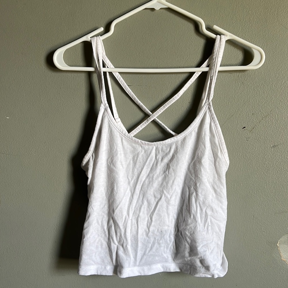 Womens Pink Cropped Tank-Top Size M
